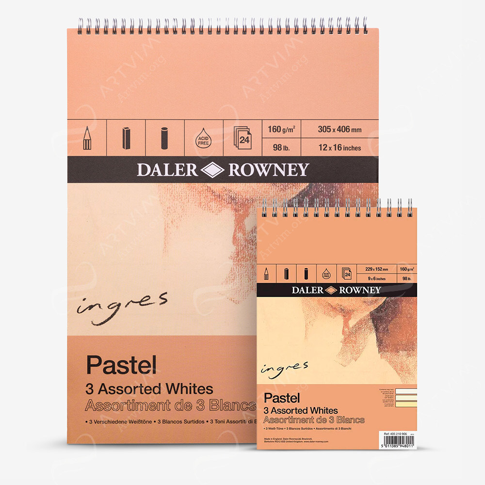 Daler-Rowney : Ingres Pastel Papers : Spiral Pads : 3 Shades Of White