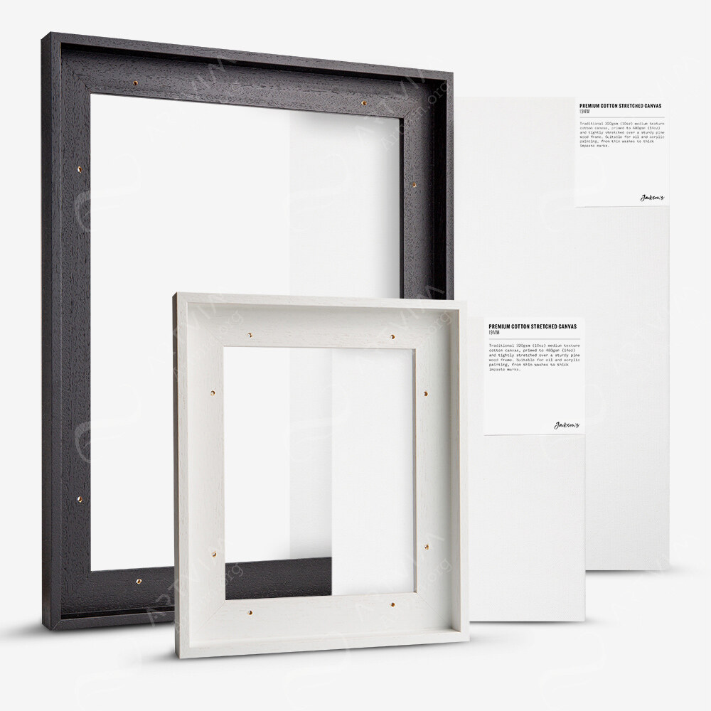 Jackson's : Premium 19Mm Stretched Linen Canvas And Black 23Mm Rebate Ready-Made Wooden Tray (Float) Frame Set