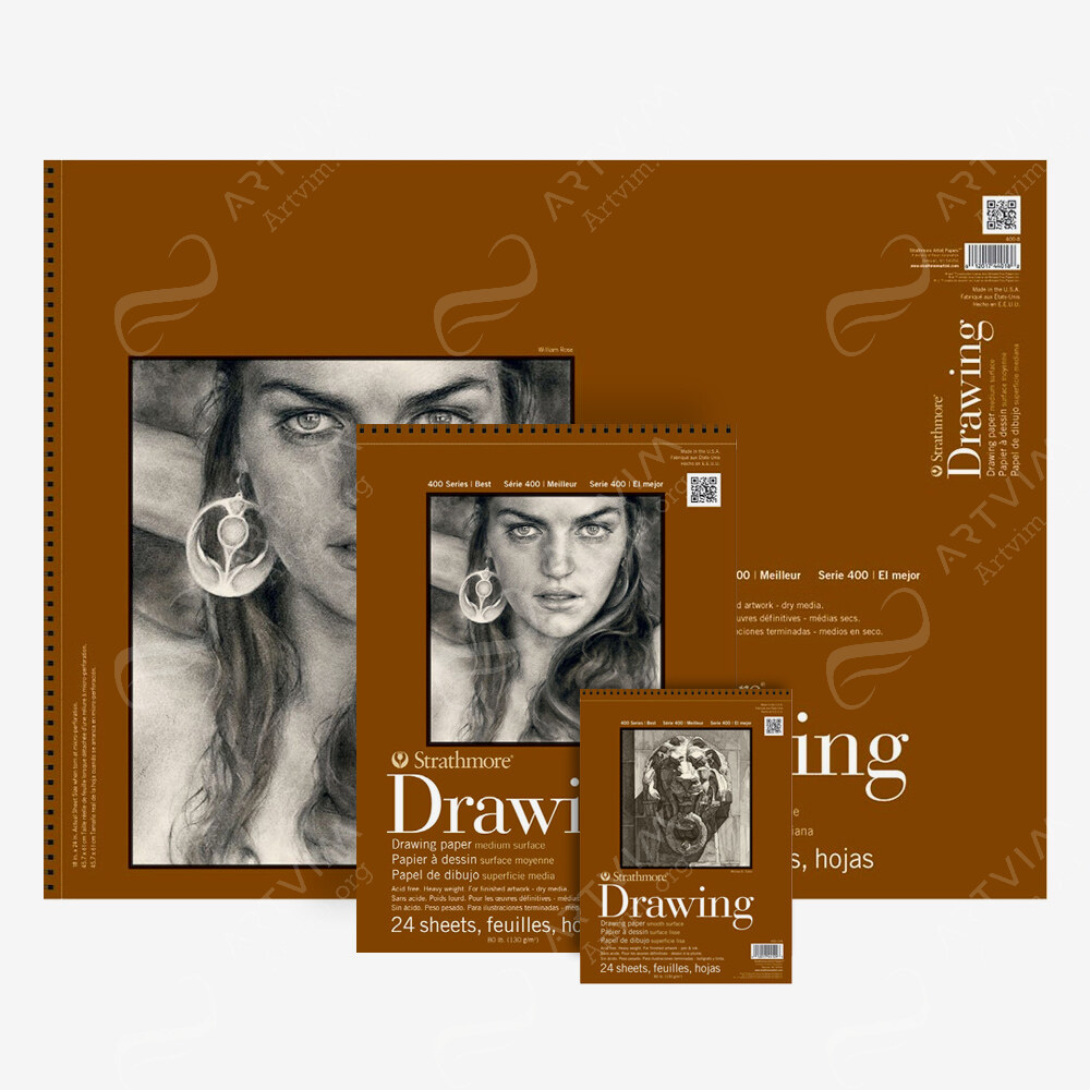 Strathmore : 400 Series : Wire Bound 130 Gsm Drawing Paper Pads : 24 Sheets
