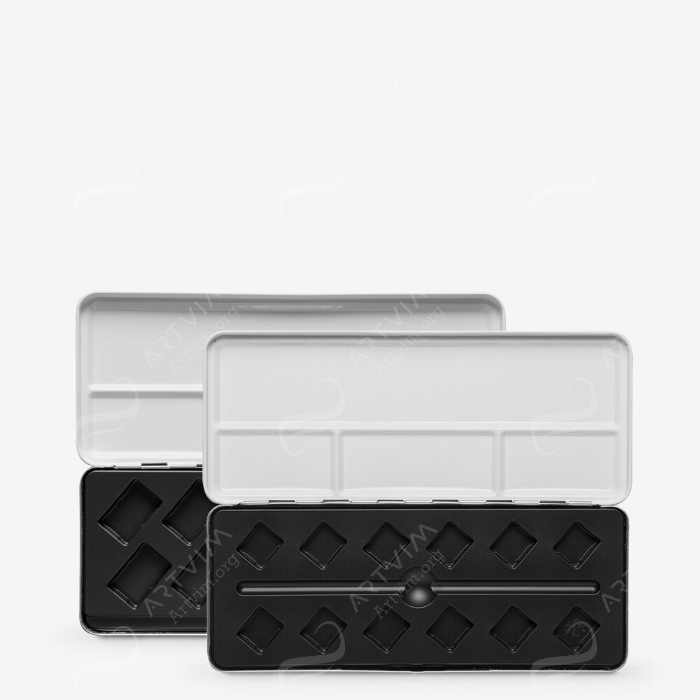 Jackson's : Empty Metal Watercolour Boxes : Diagonal Plastic Moulding