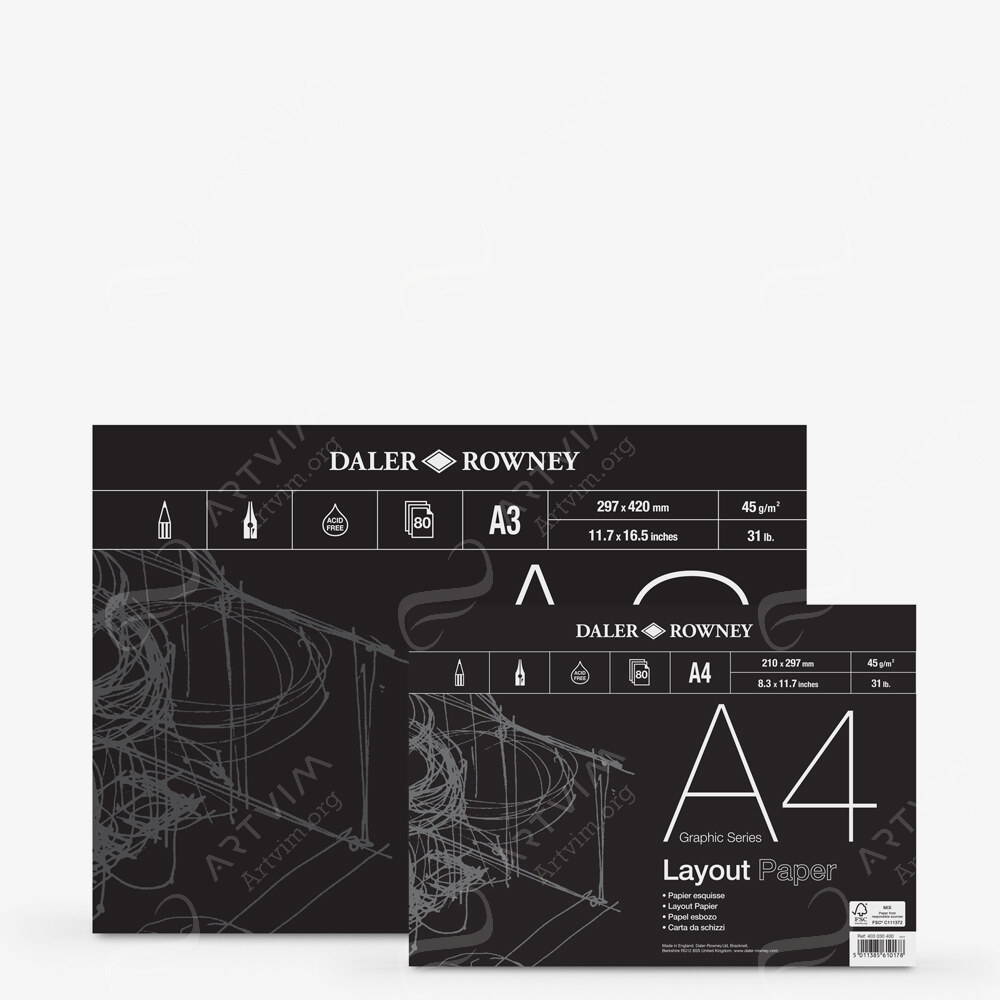 Daler-Rowney : Layout Paper : Gummed Pads
