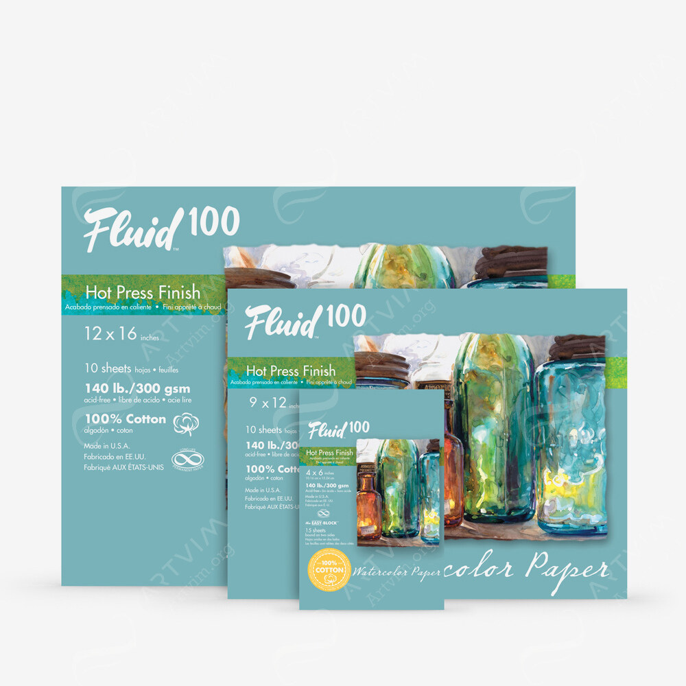 Global : Fluid 100 Easy Block Watercolour Paper : 300Gsm : Hot Pressed