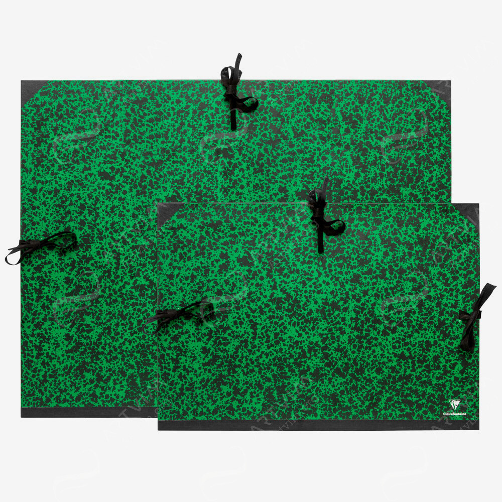 Clairefontaine : Green Marbled Folders : With Ties