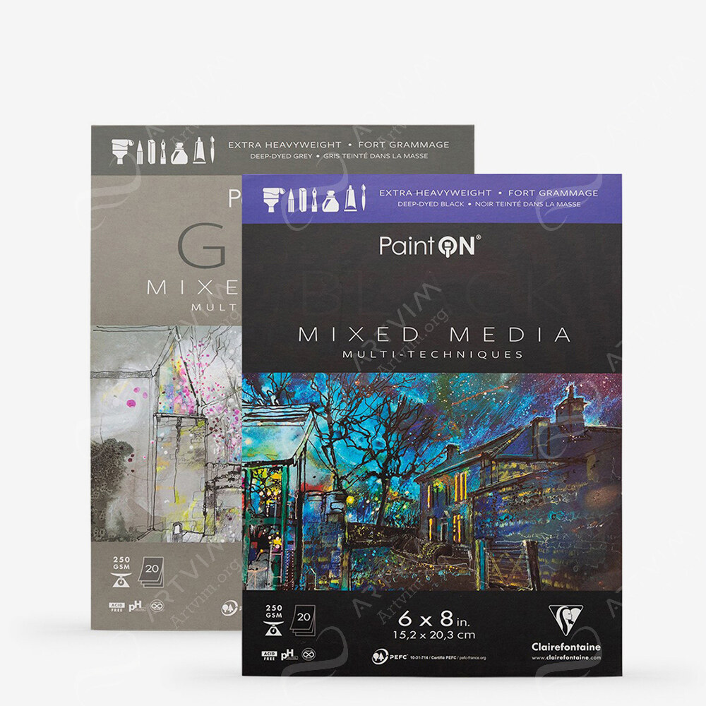 Clairefontaine : Painton Mixed Media : Glued Pad : 250Gsm : 20 Sheets
