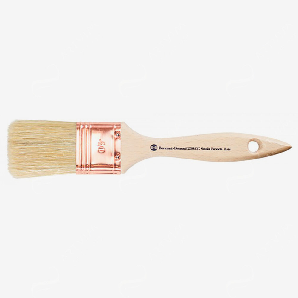 Borciani E Bonazzi : Thin Flat Lily Bristle Decorating Brushes : Copper Ferrule