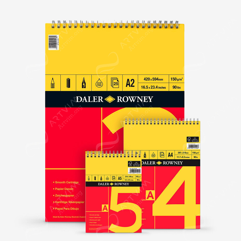 Daler-Rowney : Spiral Cartridge Pads : 150Gsm : 25 Sheets