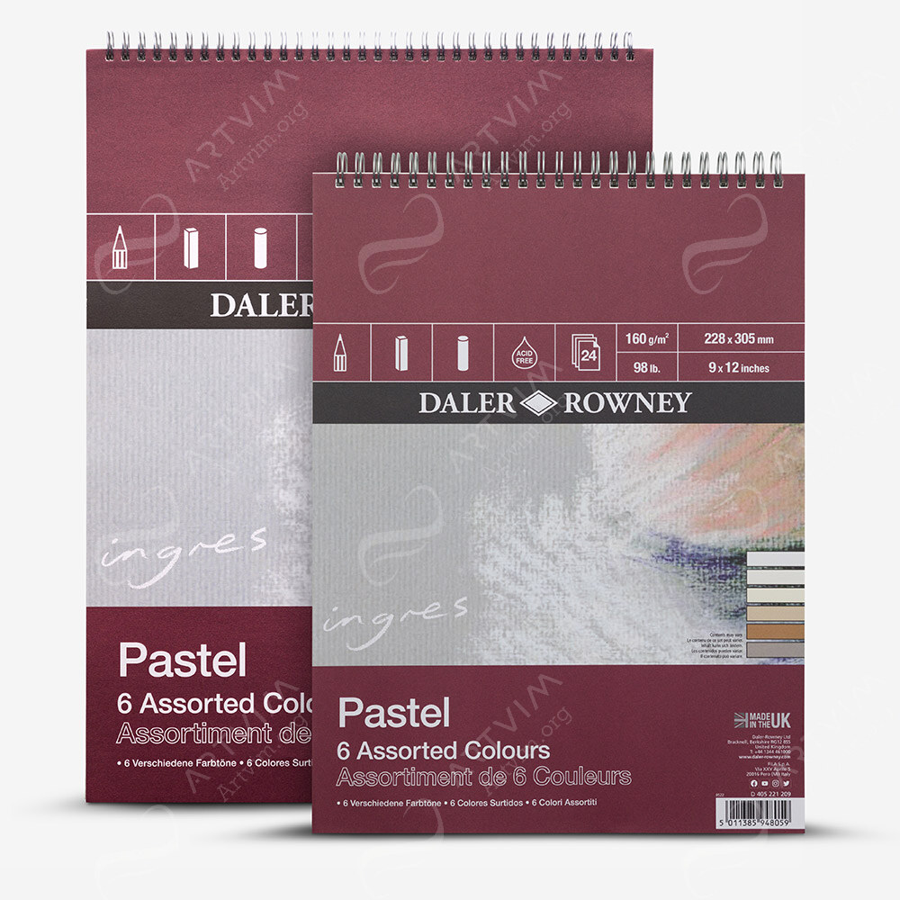 Daler-Rowney : Ingres Pastel Papers : Spiral Pads : 6 Assorted Colours