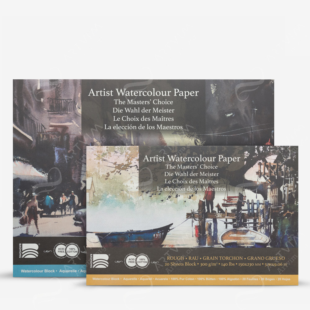 Baohong : Professional : Pure Cotton Watercolour Paper Block : 300Gsm : 20 Sheets