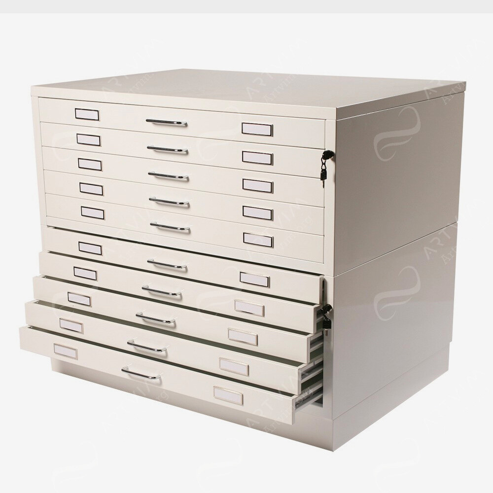 Vistaplan : Metal Planchests : 10 Drawer, White : Uk Only