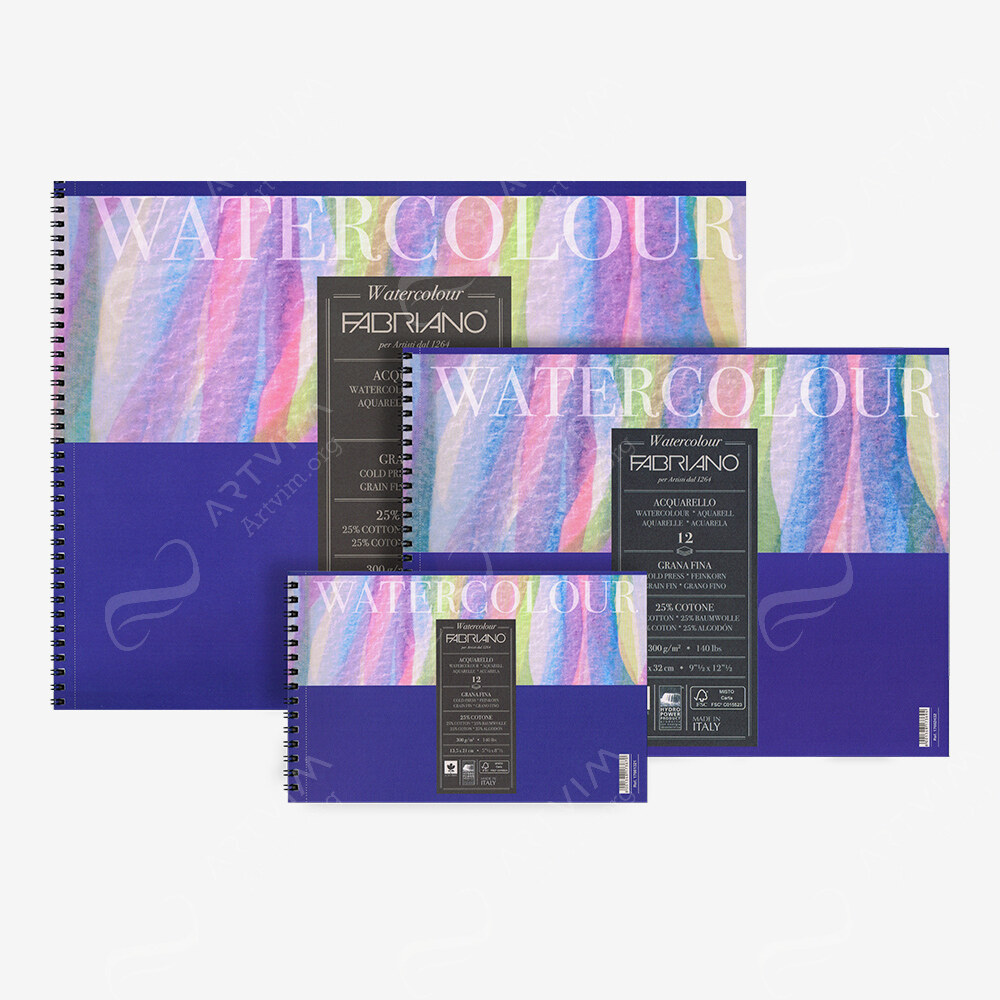 Fabriano : Spiral Bound Watercolour Pads : 12 Sheets : Not