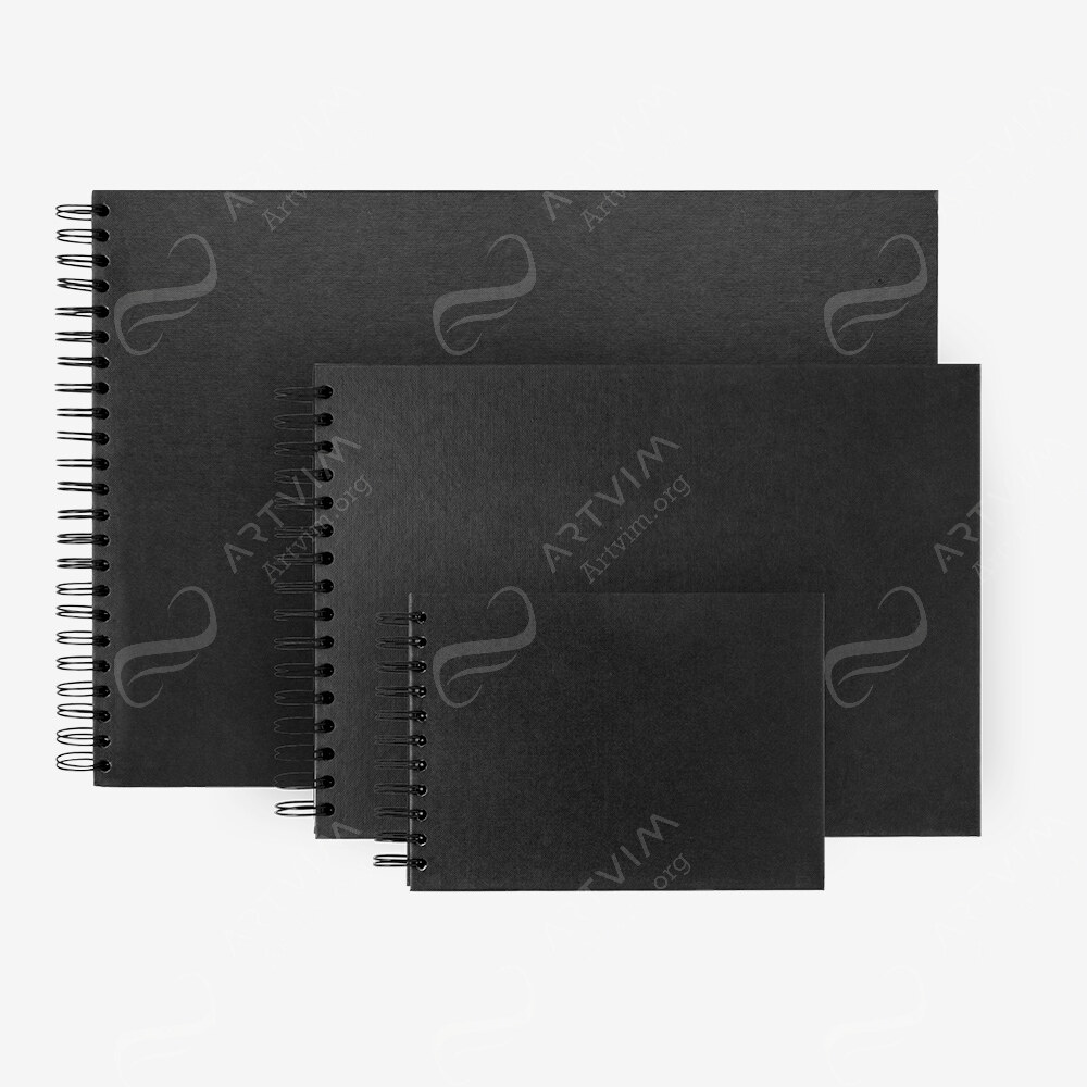 Seawhite : Black Card Sketchbooks : Wide Spiral Pad : 40 Sheets