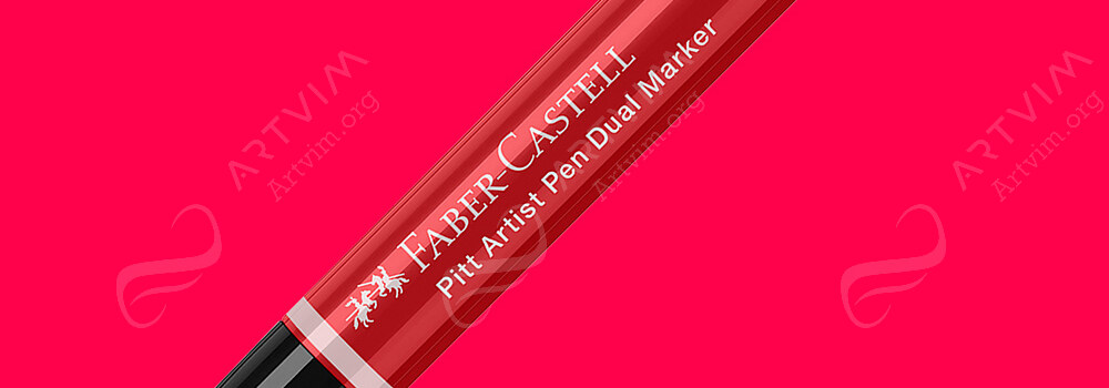 FABER-CASTELL : PITT ARTISTS PEN DUAL MARKERS DEEP SCARLET RED